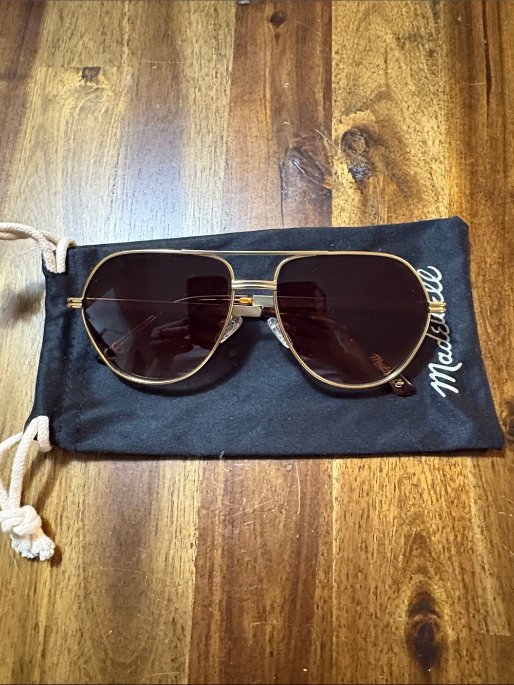 Madewell Pilot Gold Frame Sunglasses with Brown gradient Lenses